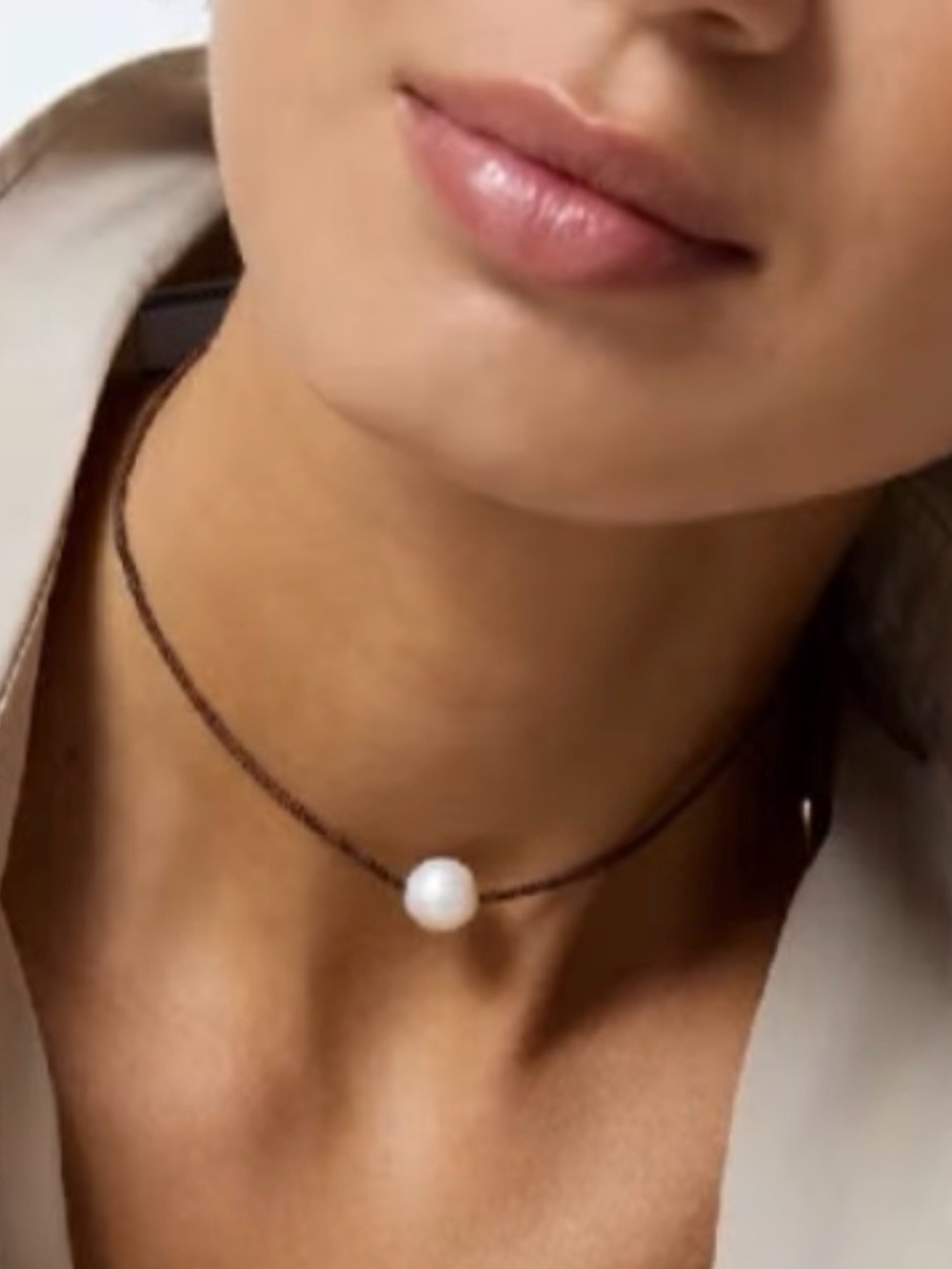 Roxanne Assoulin Brown Cord Pearl Choker Necklace - Picture 2 of 12